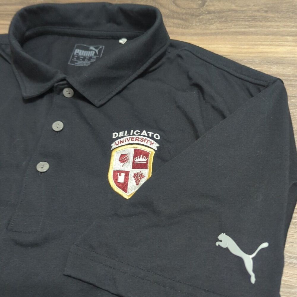 Puma Golf Polo Shirt Delicato University Winery Mens‎ XL Short Sleeve Black F21